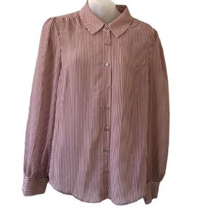 ModCloth Sheer Striped Long Sleeve Blouse